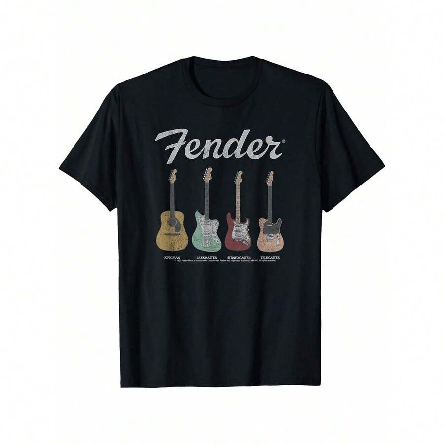 Fenders Vintage Guitar Lineup T-Shirt - 黑色 - 查看 1
