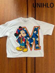 Disney Camiseta de algodón puro de verano casual y versátil con estampado de Mickey, adecuada para cualquier lugar - Blanco - Ver 1