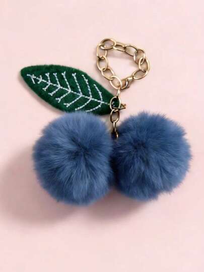 1pc Fluffy Green Leaf Pendant Decoration, Suitable For Handbag, Keychain