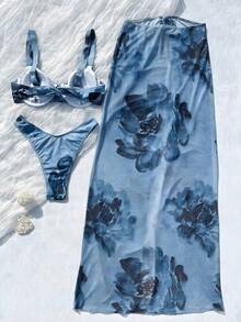Bộ đồ bơi maxi cổ yếm in họa tiết ombre xanh dương mới về mùa Xuân/Hè, kiểu dáng thanh lịch, thường ngày, thích hợp đi biển, dự tiệc, hẹn hò. - Nhiều màu - Xem 5