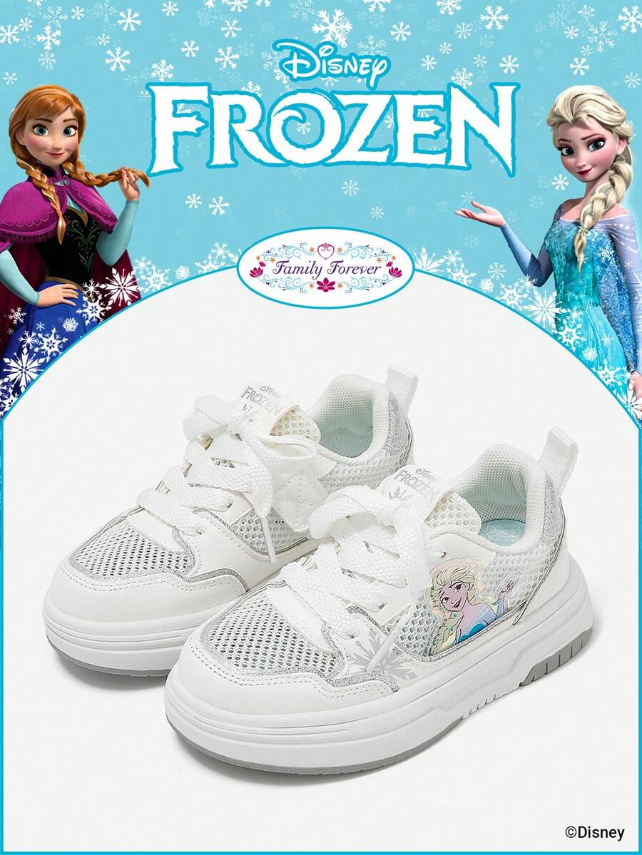 Disney 1 Pair Frozen Authorized Collaboration Children's Sports Shoes, Including Princess, Anna Princess And Arendelle Princess Sports Shoes, Suitable For Daily, Holiday Sports And Outdoor Wear. Comfortable, Non-Slip, Breathable Soles. - White - View 1