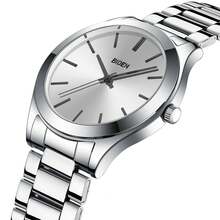 BIDEN 1件装 时尚简约男士手表 超薄钢带 防水石英商务腕表 - 銀色 - 查看 5