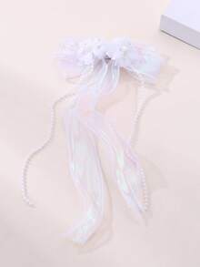 1pc Women's Fashion Elegant Mesh Flower Bow Pearl Hair Clip, Suitable For Daily, Festivals, Weddings, Parties, Hair Claws, Hair Slide, Hair Barrettes - Multicolor - View 6