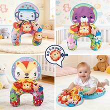 Soft Crescent-Shaped Infant Support Pillow With Animal Design, Rattle And Sound Toy, Suitable For Newborns And Above For Sensory Development - Multicolor - View 1