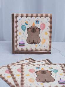 80/10pcs Cartoon Capybara Theme Party Supplies Set, 7/9 Inch Plates Cups Napkins Banners Tablecloth Set, Suitable For 10-80 Guests, Suitable For Birthday Picnic Camping Celebration Decoration - Multicolor - View 7