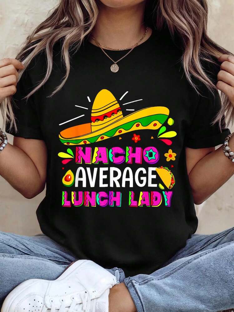 Nacho Average Lunch Lady Cinco De Mayo T-Shirt - Preto - Visão 6