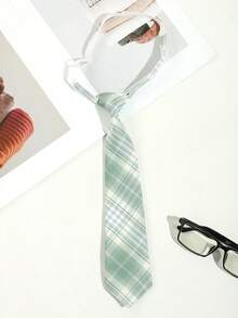 1pc Women's Casual Plaid Striped Cute Light Green Tie Bow Tie, Suitable For Dates, Daily Wear, School, Photo Shoots, Travel Outfits - Multicolor - View 5