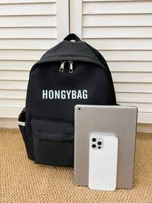 1pc Unisex Nylon Backpack, Minimalist & Fashionable Student School Bag, Versatile Travel Rucksack, Suitable For All Seasons - A - View 5