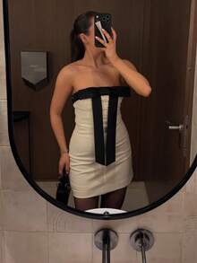 Bộ sưu tập mới GMFP dành cho nữ mùa xuân/hè, kiểu dáng thanh lịch, ôm sát, gồm khăn choàng và váy ngắn chất liệu lụa, phù hợp cho các lễ hội âm nhạc/mùa cưới, màu trắng. - trắng - Xem 2