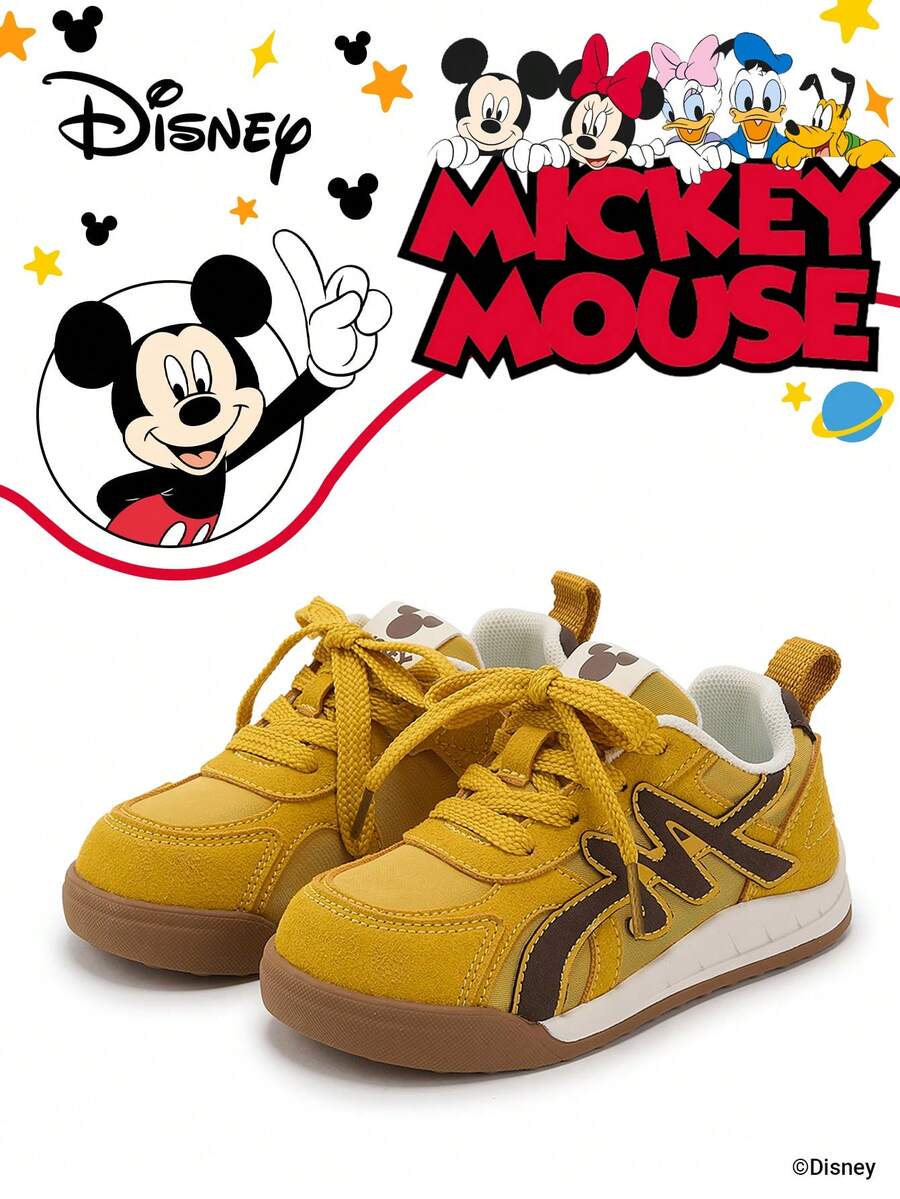 Disney 1 Pair Children's Collaborative Sports Shoes, Suitable For Daily Wear, Festivals, Sports, Outdoor Activities, Comfortable, Snug Fit, Anti-Slip, Durable, Breathable (Boys' Sports Shoes, Boys' Casual Shoes, Children's Sports Shoes, Girls' Sports Shoes, Girls' Casual Shoes) - Yellow - View 1