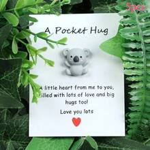 1/5件装可爱、励志、暖心的考拉拥抱卡片 - 卡通动物吊坠，适合DIY手工制作、节日派对礼物、教师节礼物 - 彩色 - 查看 7