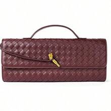 New Woman Purse For Women Evening Clutch Woven Leather & Suede Handbags Crossbody Bag Suede Purse Formal Evening Bag,For Valentine's Day. - 酒紅色 - 查看 1