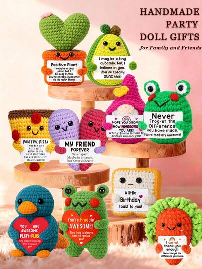 1件手工钩编桌面摆件，可爱动植物科幻设计，生日、母亲节、父亲节礼物，送给家人、朋友、同事，传递正能量，毕业典礼、节日、派对礼品