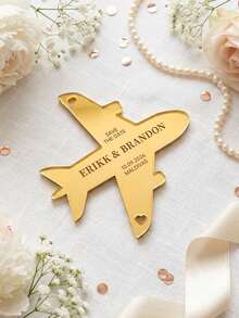1pc Personalized Aeroplane Save The Date Magnet , Customize Text,Wedding Plane Acrylic For Destination & Travel Theme Weddings,Aeroplane Save The Date Fridge Magnet, Acrylic Destination Wedding Keepsake Invitation - Multicolor - View 10