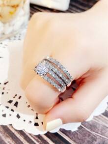 2 Pcs/Set Fashion Cubic Zirconia Ring For Women For Wedding Engagement Anniversary Party Jewelry Valentine's Day Gift - 1# - View 6