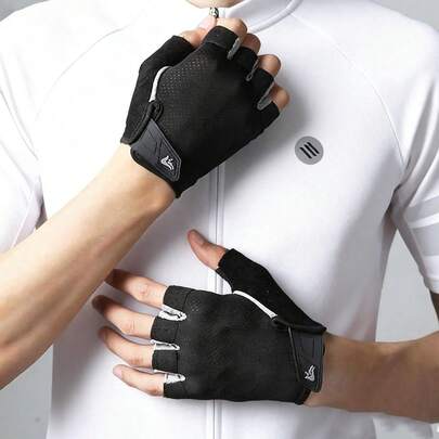 Guantes sin dedos antideslizantes, con protección total de la palma, guantes de fitness transpirables para hombres y mujeres, guantes de ciclismo de media manga, guantes de entrenamiento en el gimnasio para mancuernas y dominadas, accesorios para bicicleta