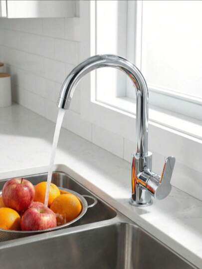 360° Rotating High-Arc Kitchen Sink Faucet - Features Dual-Handle Hot/Cold Control And High-Arc Design With Splash-Proof Construction. Includes 60cm Flexible Supply Hose For Easy Installation. Ideal For Home Kitchen Countertops, Bars, Laundry Rooms, Garden Wash Basins, Bathroom Sinks, RVs, And Industrial Farmhouses. Also Serves As A Shower Faucet, Tap-Style Bathroom Accessory, And Exquisite Kitchenware!(Random Style, Color Difference, Random Packaging)