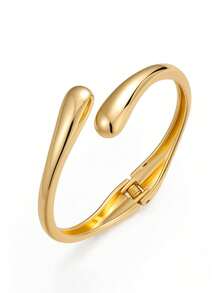 2pcs Vintage Stainless Steel Waterdrop Design Bangle Bracelets For Women, Daily Wear - Multicolor - View 2