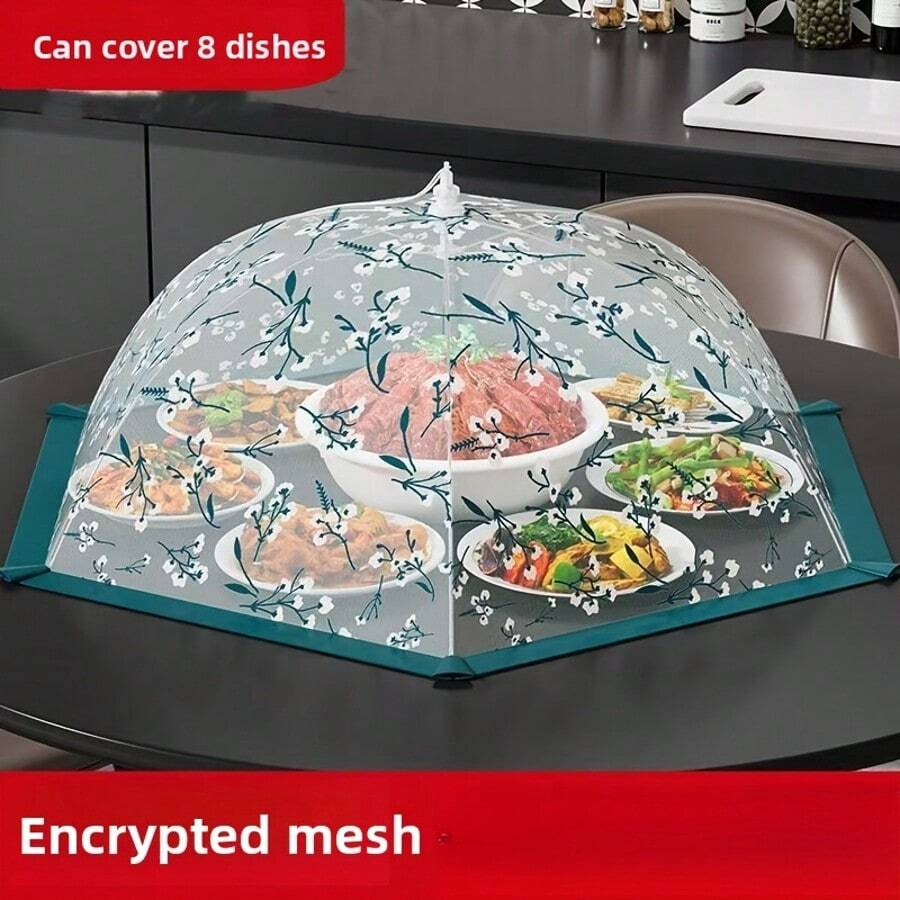 1pc Foldable Multi-Function Dust-Proof Rectangular & Round Removable Thick Breathable Mesh Food Cover - Multicolor - View 1