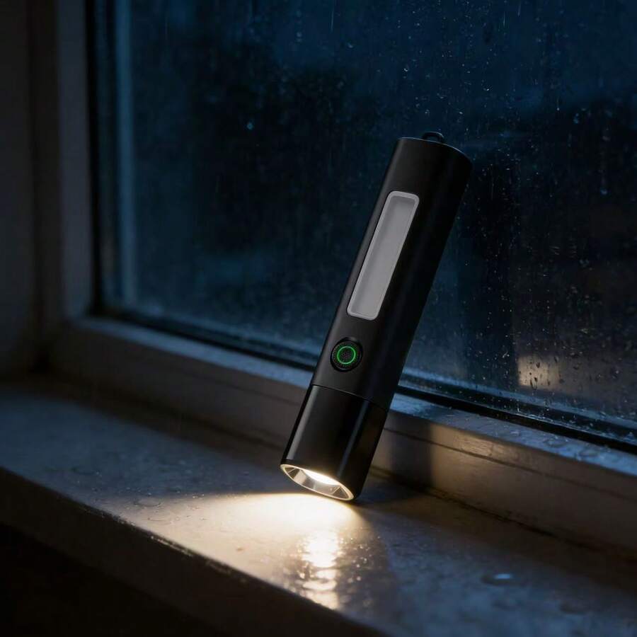 PHILIPS 飞利浦 1151 方形手电筒，配备 COB 柔光侧灯、超亮手电筒、4 档亮度调节、可充电手持手电筒、露营灯/频闪灯/学习灯/工作灯、智能电量显示，附带挂绳 - 手持手電筒 - 查看 1