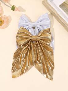 1pc/2pcs Silver & Gold Bowknot Hair Clips, Sequin Mesh Bow Hair Clips, Alligator Clips Hair Accessories For Girls, Ideal Gift For Best Friend, Elegant Party - Bow - View 7