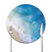 双面防滑PU隔热垫桌垫耐热餐垫饮料杯垫厨房餐具沥水垫可水洗桌面垫适用于节日用餐和厨房餐桌羽毛图案 - 白色 - 查看 17