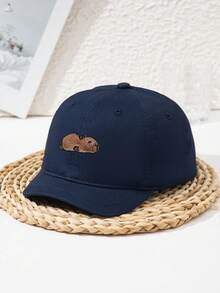 1 szt. unisexowa czapka baseballowa z krótkim daszkiem w kolorze khaki z haftem Barreleye, uroczy kapelusz z napisem Water Vole Outdoor Sports Street Casual Patchwork, wiosenno-jesienny jednolity kolor czarny niebieski modny - A - Zobacz 7