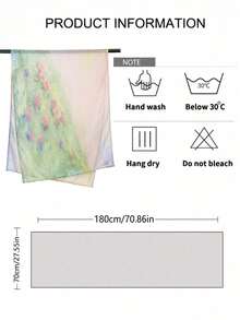 1条水彩花卉扎染印花头巾，薄纱面料，扎染撞色高端清新柔软长款围巾，水彩雪纺头巾时尚百搭，多功能围巾，防晒防风，适合日常佩戴，清新柔软 - 多色-D - 查看 6