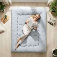 Japanese Floor Mattress Futon Mattress, 4-Inch Twin Thicken Tatami Mat Sleeping Pad Foldable Roll Up Mat Boys Girls Dormitory Pad Kids Floor Lounger Pillow Bed - 灰色 - 查看 5