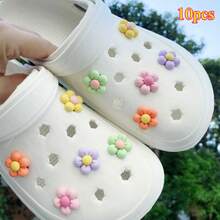 5/10/15pcs Summer Floral Shoe Charms, Playful Charm Design | ABS Resin Flowers, - Decorative Accessories For Clogs, Sandals - Personalized Footwear Accessories, Perfect Birthday Gift, Party Gift For Men And Women - Multicolor - View 10