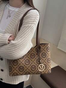 Bolso de hombro de alta gama y gran capacidad, modelo 2026 nuevo, bolso moderno de lujo y ligero para uso diario de mujeres - Marrón - Ver 9