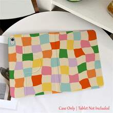 1 Piece Pastel Checkerboard Tablet Case With Stand - Shockproof Cover, Playful Retro Aesthetic,360° Rotating Stand Tablet Case Compatible With Air/Pro Compatible With XIAOMI Series,Smart Case/Auto Sleep/Wake Function,Fashion-Themed Tablet Accessories - Multicolor - View 6