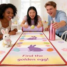 1pc-Aster Party Game Tablecloth - Rollable Egg Rolling Competition Mat, Digitally Printed Polyester For Kids Activities, Family Gatherings & Holiday Events - Multicolor - View 4