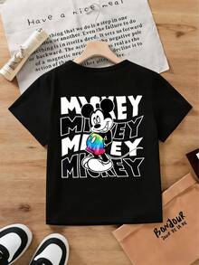 Disney Mickey Mouse Unisex Kids Graphic Tee - Ages 2-14, Soft Lightweight Fabric, Perfect For School & Play, Express Delivery - 黑色 - 查看 2