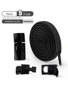 No-Tie Shoelaces With Buckle, White Polyester Material, Unisex Shoe Accessories Suitable For Sports Shoes, Casual Shoes, White Shoes, Basketball Shoes, Running Shoes Etc., Summer Shoe Accessories Gift,Shoe Rack,Storage Saver,Outdoor,Garden,Travel Essential,Portable,Beach Essential,Graduation Season,Commencement,Graduation Ceremony,Graduation Gift,Graduation Present,Graduation Gift,Graduation Present,Congrats Grad,Congratulations Graduate,Valedictorian,Finish School,Graduation Party - Black - View 15