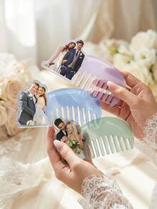 1pc Personalized Acrylic Comb,Custom Photo Hair Comb,Travel Comb,Wide Tooth Comb,Wedding Bridesmaid Gift,Birthday Gift,Bridal Party Gift,Personalized Acrylic Hair Comb, Pocket Wide Tooth Comb, Bridesmaid Gift - Multicolor - View 4