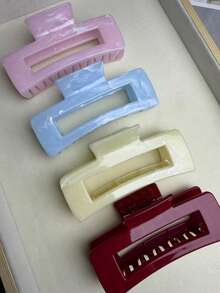 4pcs Women's Fresh & Sweet Hair Clips, Marble Pattern Hair Claw, Casual ABS Plastic Hair Claws, Suitable For Spring And Summer - Multicolor - View 3