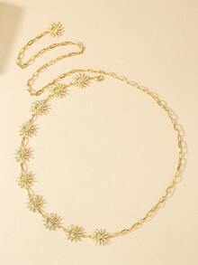 1pc Fashionable Bohemian Style Metal Sun Face Pendant, Suitable For Women's Daily And Vacation Outfits, Waist Chain - Yellow Gold - View 4