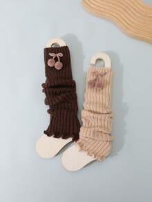 2 đôi tất giữ ấm chân có nơ và bèo nhún cho bé gái, đa năng. - Nhiều màu - Xem 13