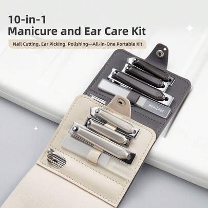 10 Piece Nail Clipper Set Stainless Steel Nail Cutters Nano Glass Nail File Set Household Ear Scoop Tool Nail Trimming Clipper Set