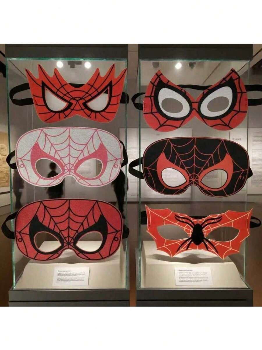 6pcs Marvel Spider-Man Masks Cosplay Mask Gift Christmas Birthday Party Costume Mask For Kids Festival Gifts Party Decorations For Boys And Girls (Stochastic Style) - Multicolor - View 1