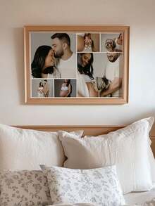 1 Tranh ghép ảnh trên vải canvas theo yêu cầu, có khung, ảnh của bạn được in trên vải canvas, tranh nghệ thuật treo tường cá nhân hóa, tranh trang trí, thích hợp cho Ngày Valentine, họp mặt gia đình, đám cưới, trang trí nhà cửa - 6 ảnh, có khung - Nhiều màu - Xem 4