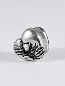 1对朋克复古不锈钢分叉心形无花果骷髅耳洞耳扩耳扩加强穿孔扩张腰部鞍形耳环日常佩戴 - 1對心形鬼頭耳擴 - 查看 6