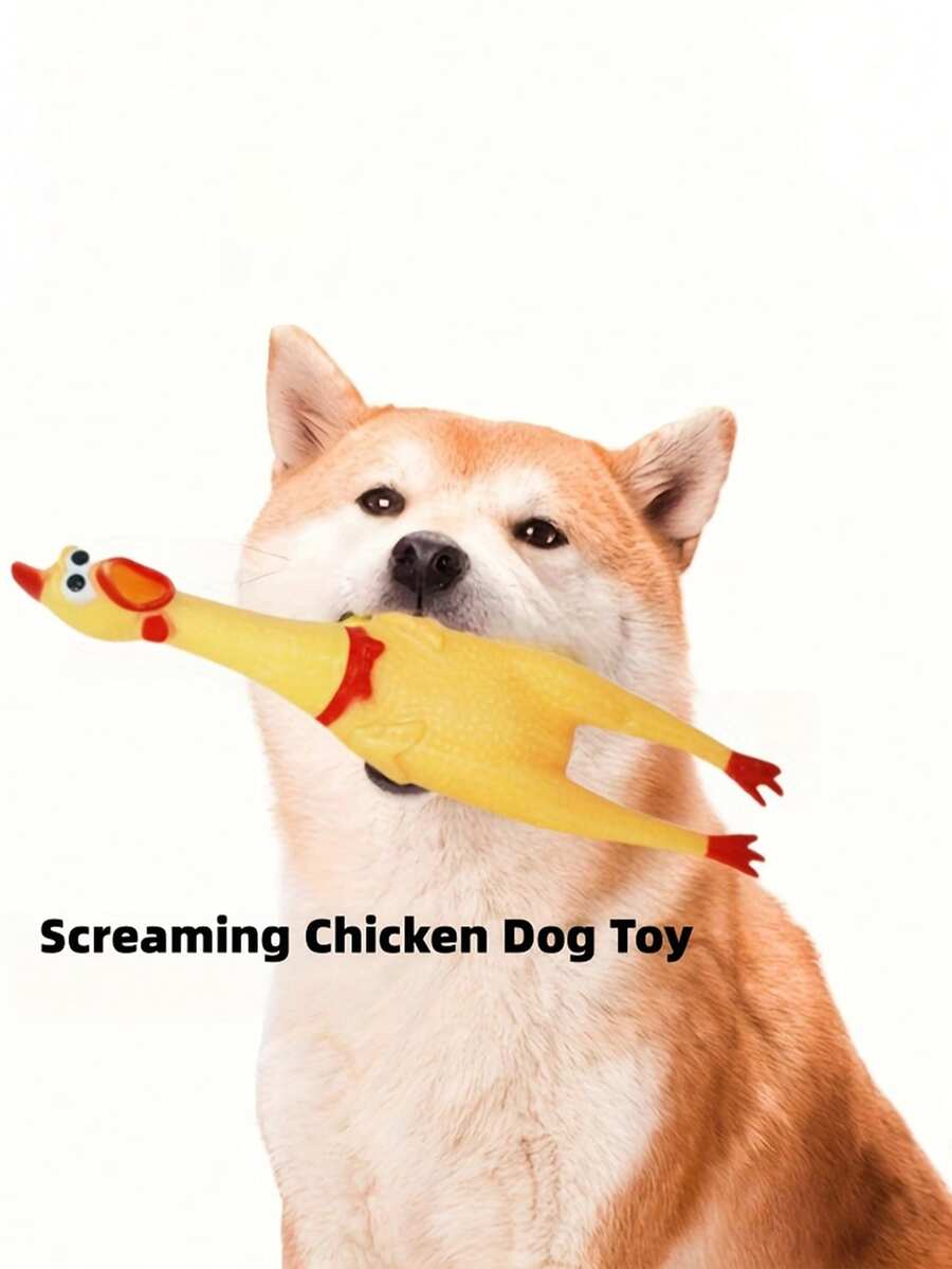 1 pieza Juguete para perro con forma de pollo gritón, juguete de látex para masticar con chirrido, adecuado para perros pequeños y medianos, ayuda a limpiar los dientes y aliviar la ansiedad, sin batería - Multicolor - Ver 1