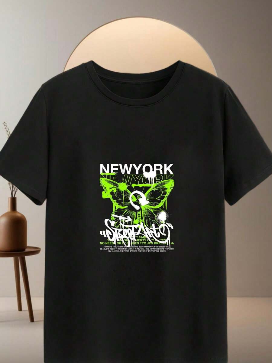 Neutral Black T-Shirt, 220g, 100% Cotton, Vibrant "Slightly Stoopid" Pattern, Perfect for Casual Wear & Showcasing Personality - Negro - Ver 1