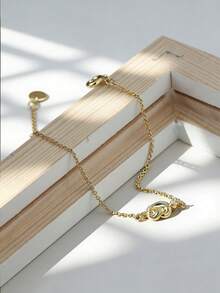 Charm-In 1件装打结锆石镶嵌极简手链，女士手链，适合日常佩戴或节日佩戴 - 金黃色 - 查看 1