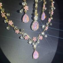 1 Set Luxury Elegant Earrings, Necklace, Headchain 4pcs Jewelry Set, Inlaid Artificial Gems, Suitable For Brides, Weddings, Banquets, Parties - Jewelry Set - View 8