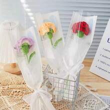 1 unidad de flores de tulipán de ganchillo, flores artificiales tejidas, tulipanes hechos a mano, regalo de boda para invitados, decoración del hogar, regalo de San Valentín - A - Ver 9