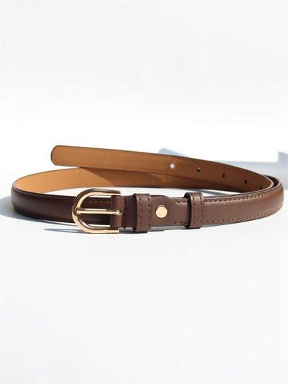 1pc Fashion Pin Buckle Belt, Solid Color Casual Sexy PU Leather Retro Versatile Decorative Belt For Shorts, Dresses, Summer