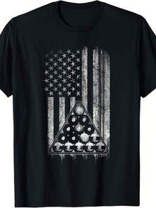 Billiards Player T-Shirt With Flag - 紅色 - 查看 1